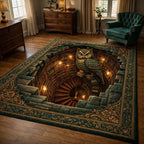 Owl Library Spiral area rug in a living room