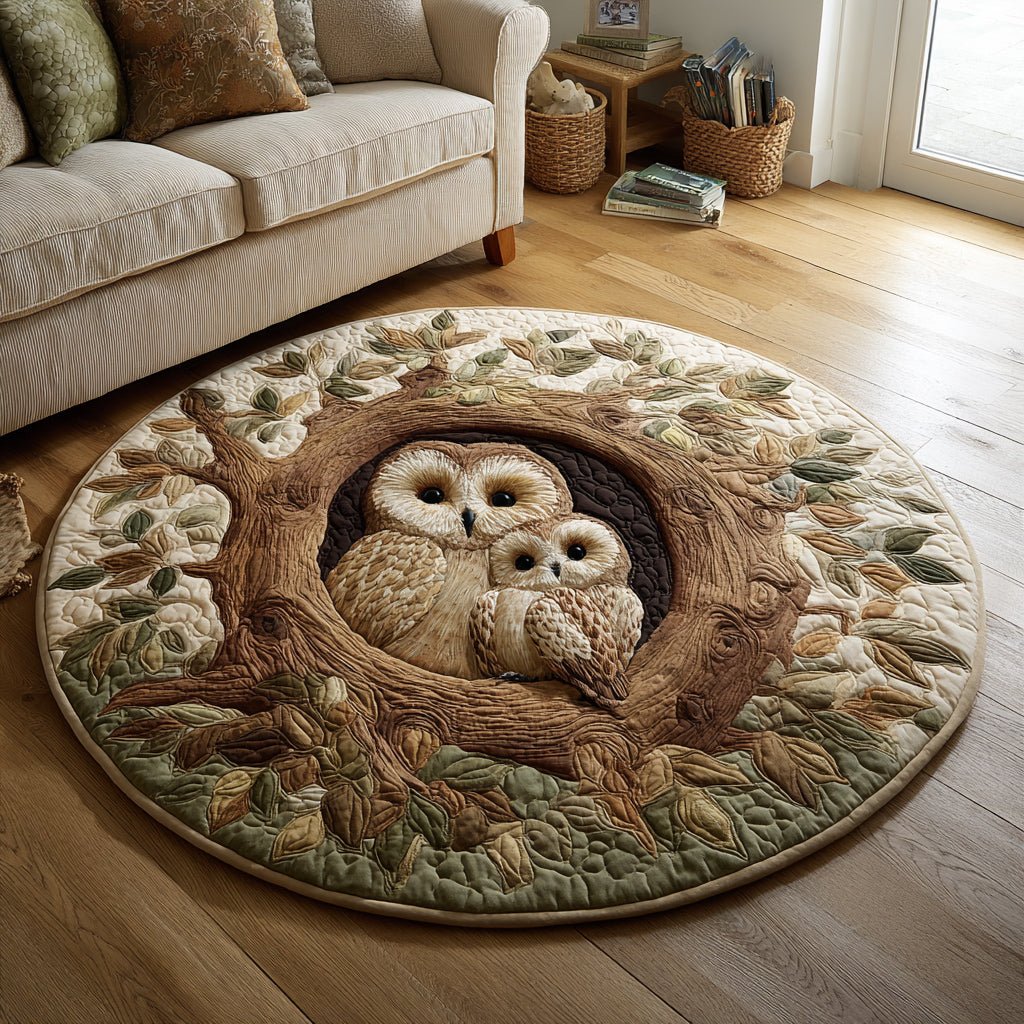 Owl Nest Round Mat Rug - washable non-slip printed rug