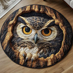 Owl Round Mat Rug - washable non-slip printed rug