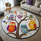 Owl Song Round Mat Rug - washable non-slip printed rug