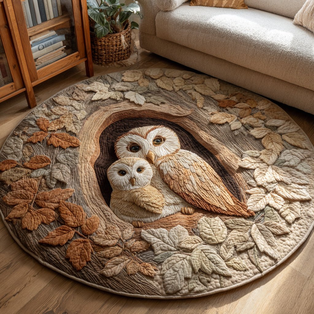 Owl Treehouse Round Mat Rug - washable non-slip printed rug
