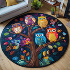 Owl Whisperers Round Mat Rug - washable non-slip printed rug