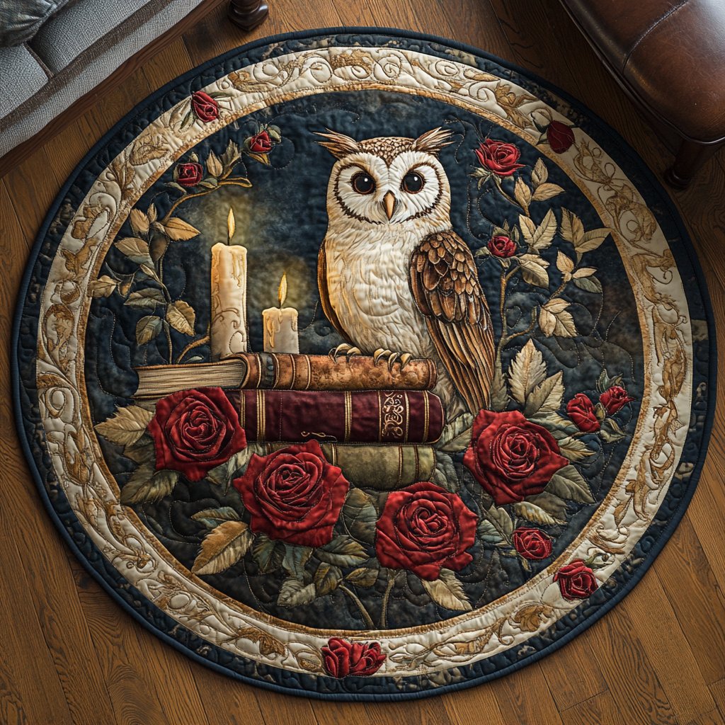Owlsome Vibes Round Mat Rug - washable non-slip printed rug