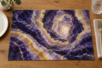 Purple cream and amber mineral bands forming a receding optical tunnel printed on a rectangular placemat