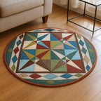Paddle Pathways Round Mat Rug - washable non-slip printed rug