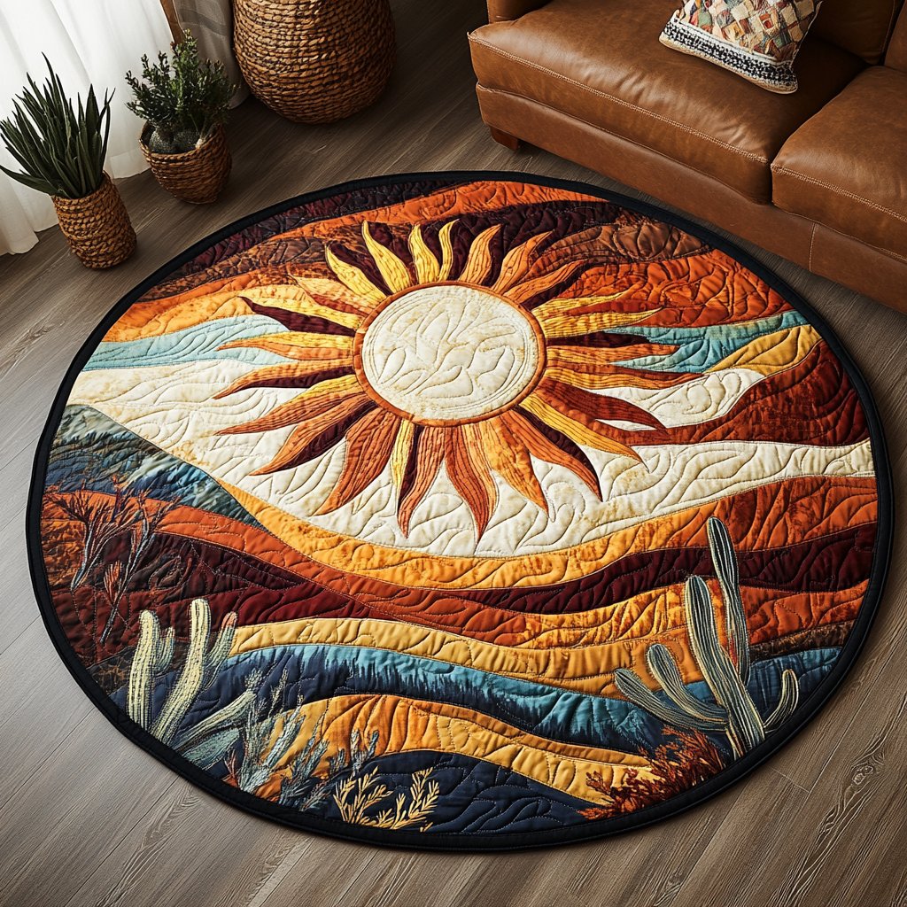 Painted Desert Round Mat Rug - washable non-slip printed rug