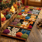 Painted Feline Joy Runner Carpet Runner Rug - Cute Pet Design | Animal Printed Runner Rug