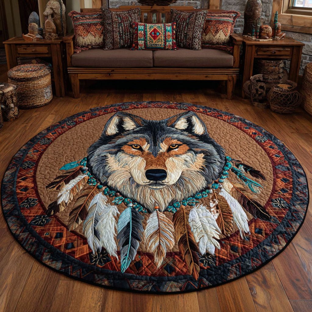 Painted Howl Round Mat Rug - washable non-slip printed rug