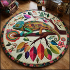 Painted Reptile Round Mat Rug - washable non-slip printed rug
