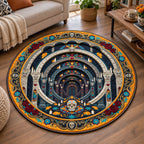 Palace Sugar Skull Round Mat Rug - Nature Design | Serene Home Decor - washable non-slip printed rug