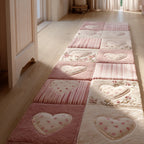 Pale Pink Heart Trail Runner Carpet Runner Rug - Cute Pet Design | Animal Printed Runner Rug