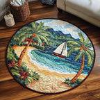 Palm Haven Round Mat Rug - washable non-slip printed rug