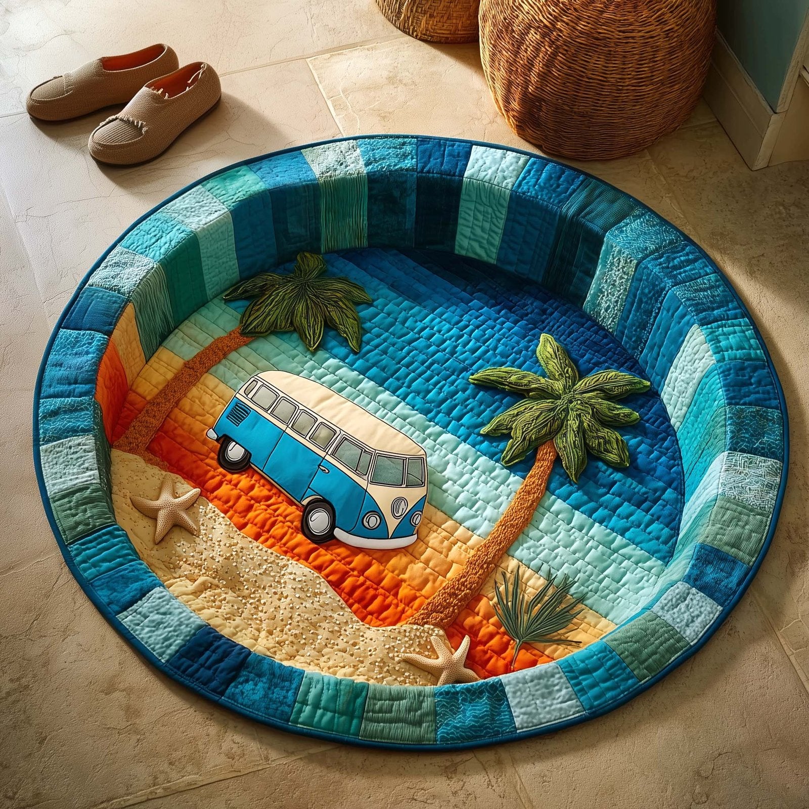 Palm Ride Round Mat Rug - Nature Design | Serene Home Decor
