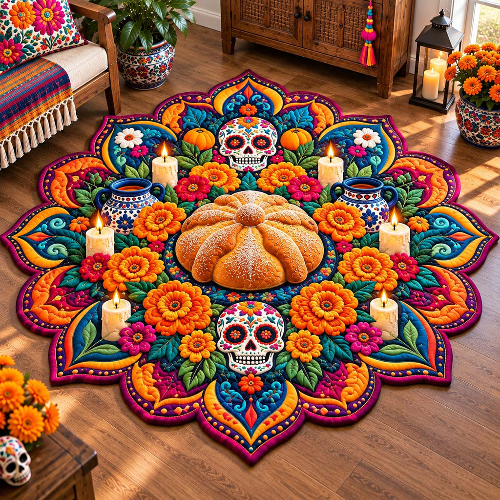 Pan de Muerto Custom Shape Area Rug - Nature Design | Die-Cut Non-Slip Rug - washable non-slip printed rug