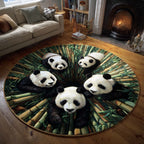 Panda Haven Round Mat Rug - washable non-slip printed rug