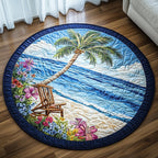 Paradise Path Round Mat Rug - washable non-slip printed rug