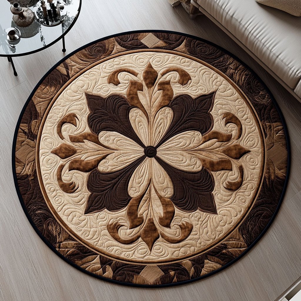Parisian Grace Round Mat Rug - washable non-slip printed rug