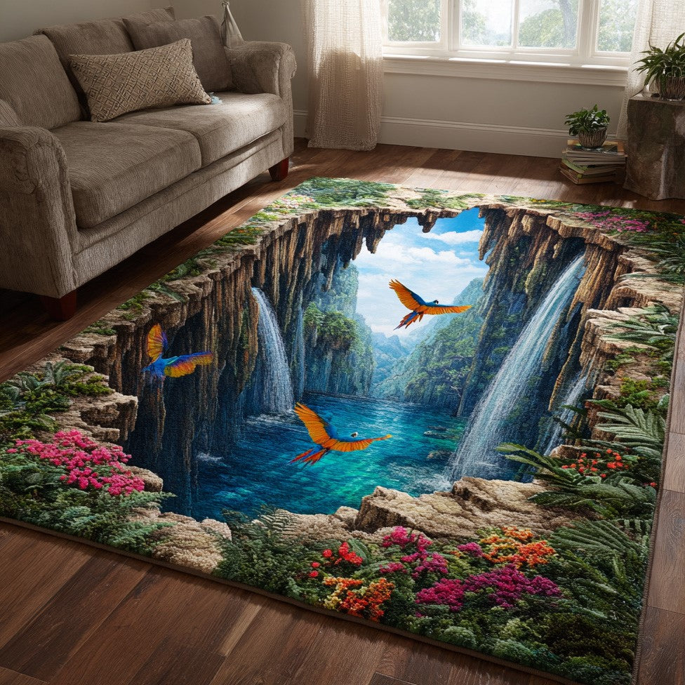 Parrot Gorge area rug in a living room