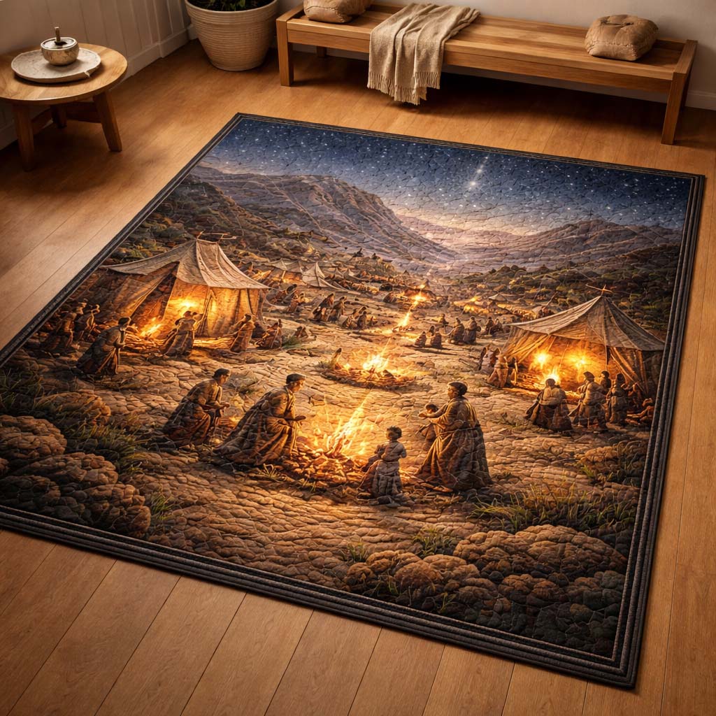 Passover Spirit area rug in a living room