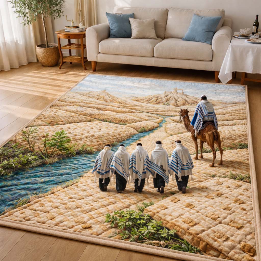 Passover Spirit area rug in a living room
