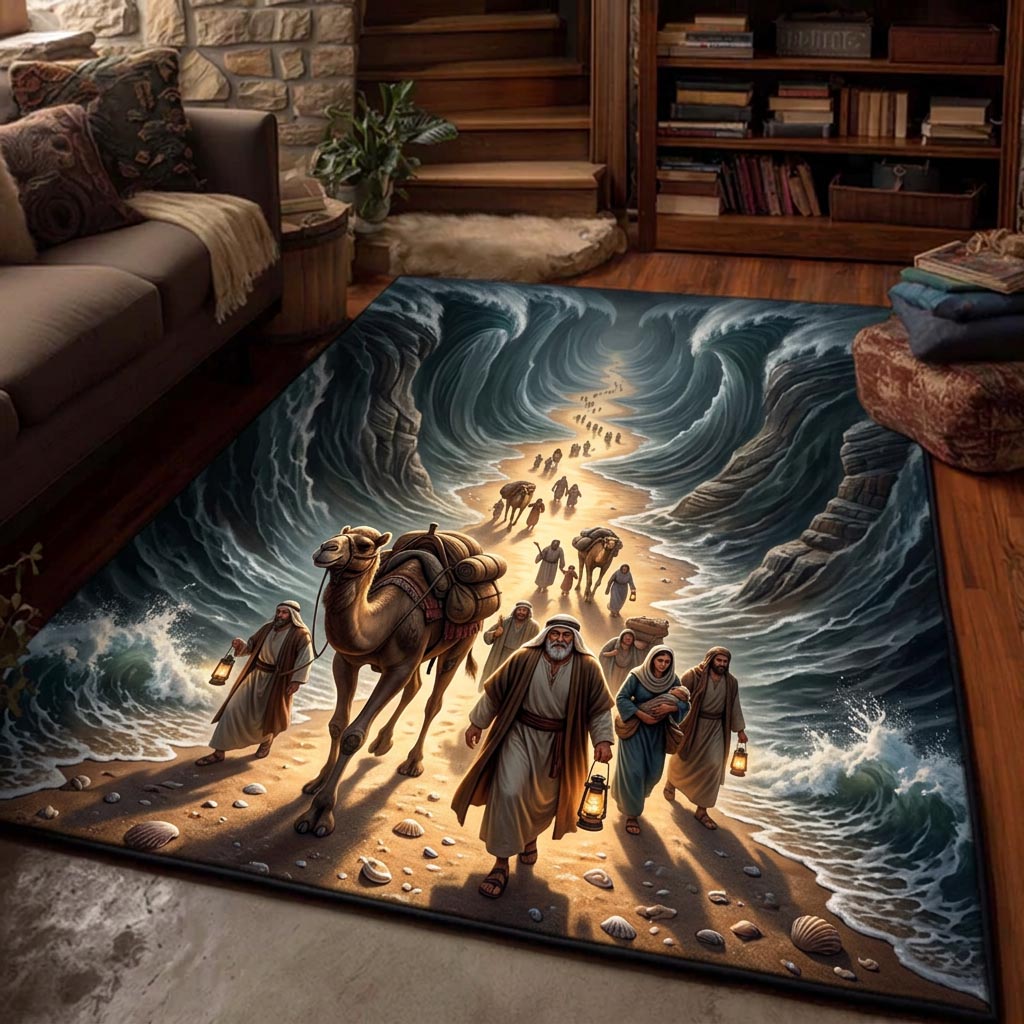 Passover Table area rug in a living room