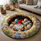 Pastel Egg Garden Round Mat Rug - washable non-slip printed rug