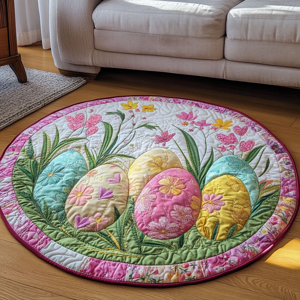 Pastel Eggs Round Mat Rug - washable non-slip printed rug