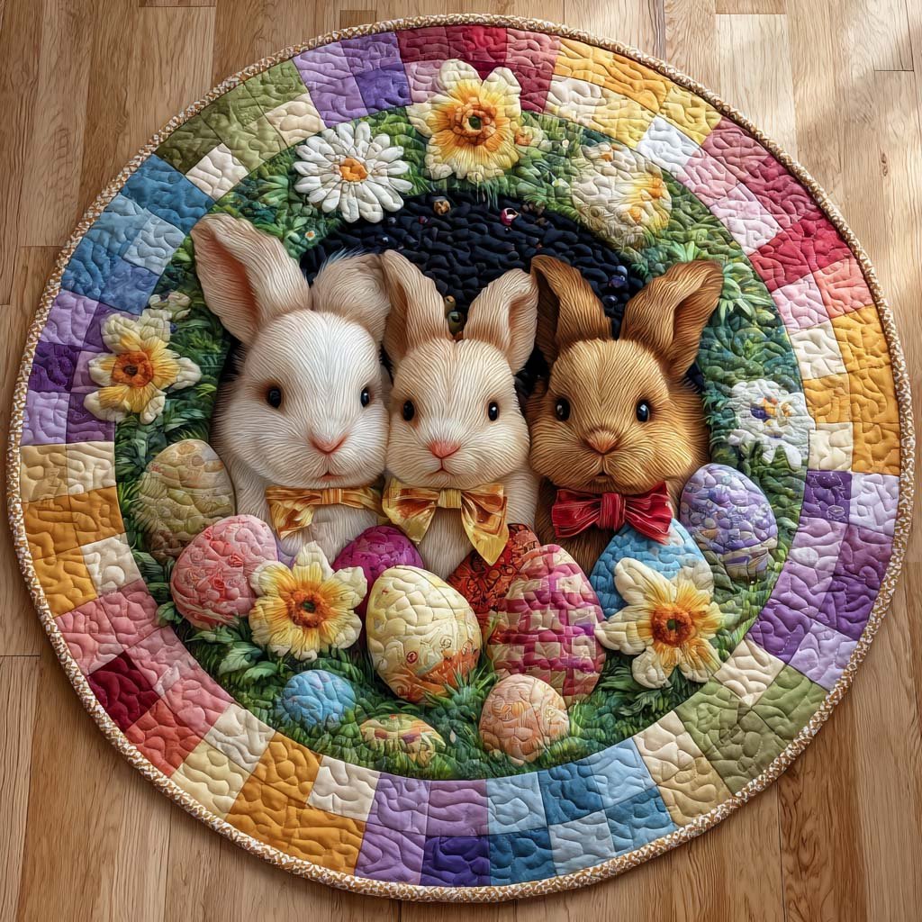 Pastel Joy Round Mat Rug - washable non-slip printed rug