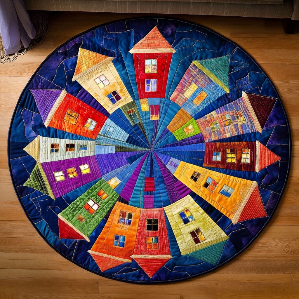 Pastel Morning Round Mat Rug - washable non-slip printed rug