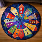 Pastel Morning Round Mat Rug - washable non-slip printed rug