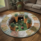 Pastel Nest Round Mat Rug - washable non-slip printed rug