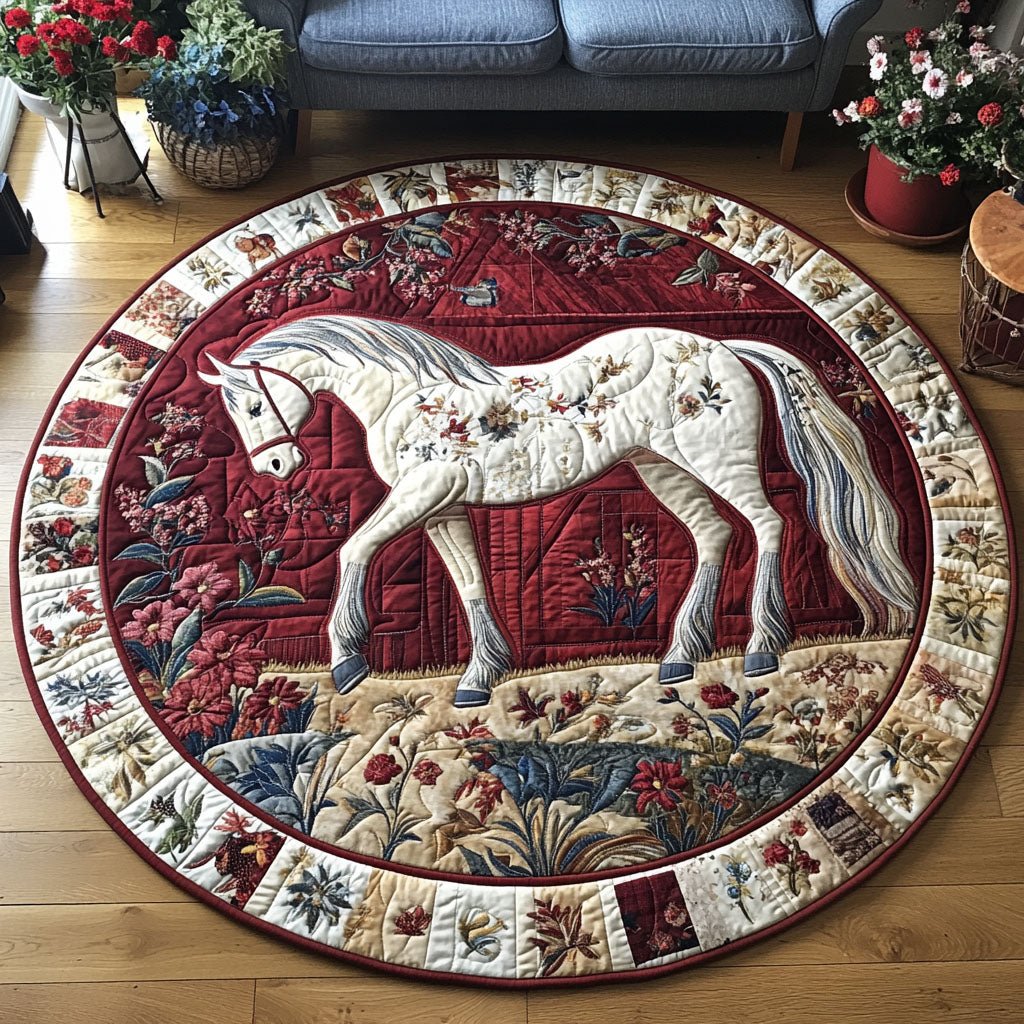 Pasture Majesty Round Mat Rug - washable non-slip printed rug
