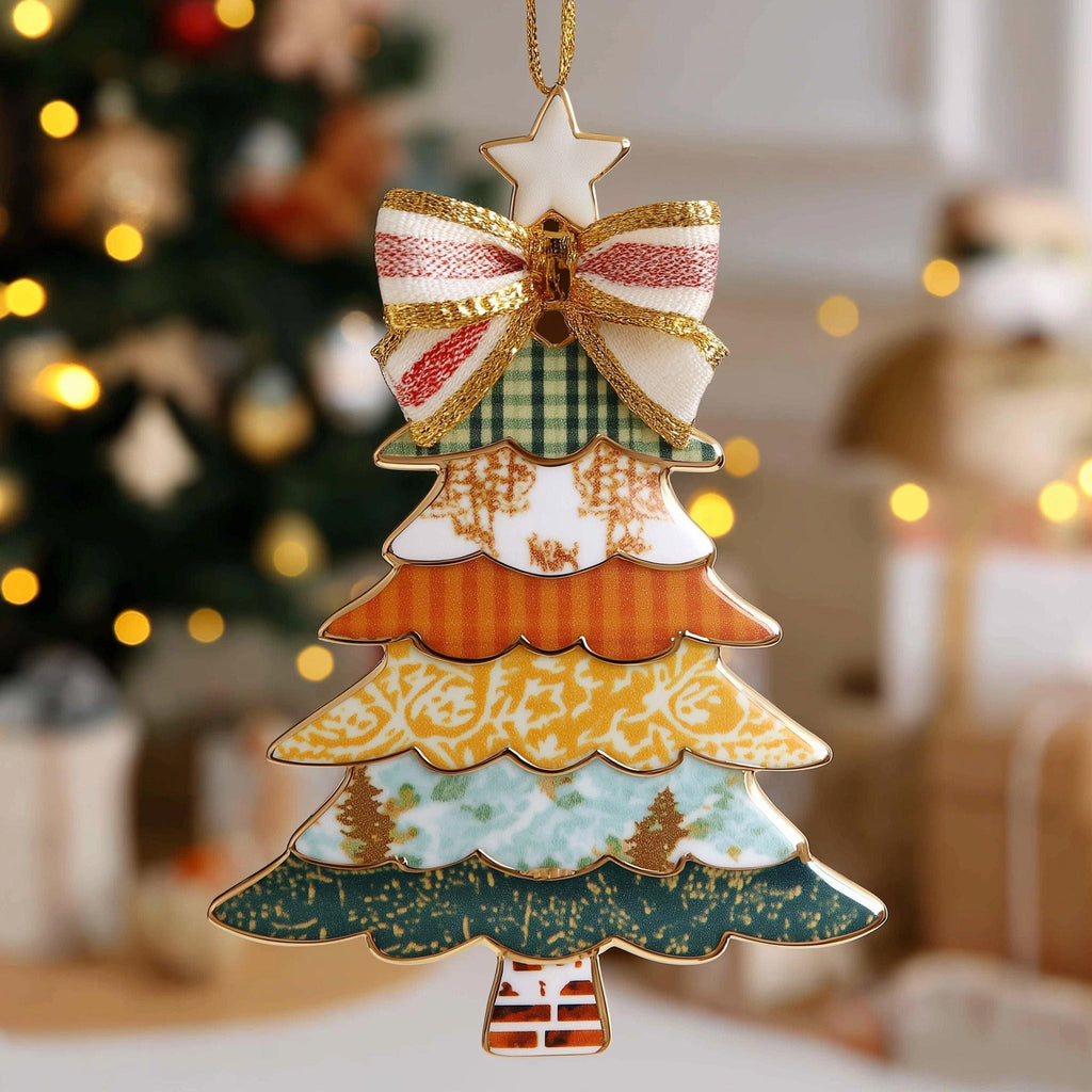 Patchwork Holiday Tree Christmas Ornament