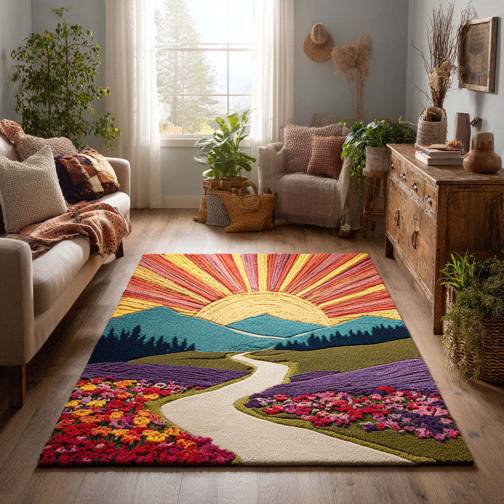 Path Of Light area rug in a living room