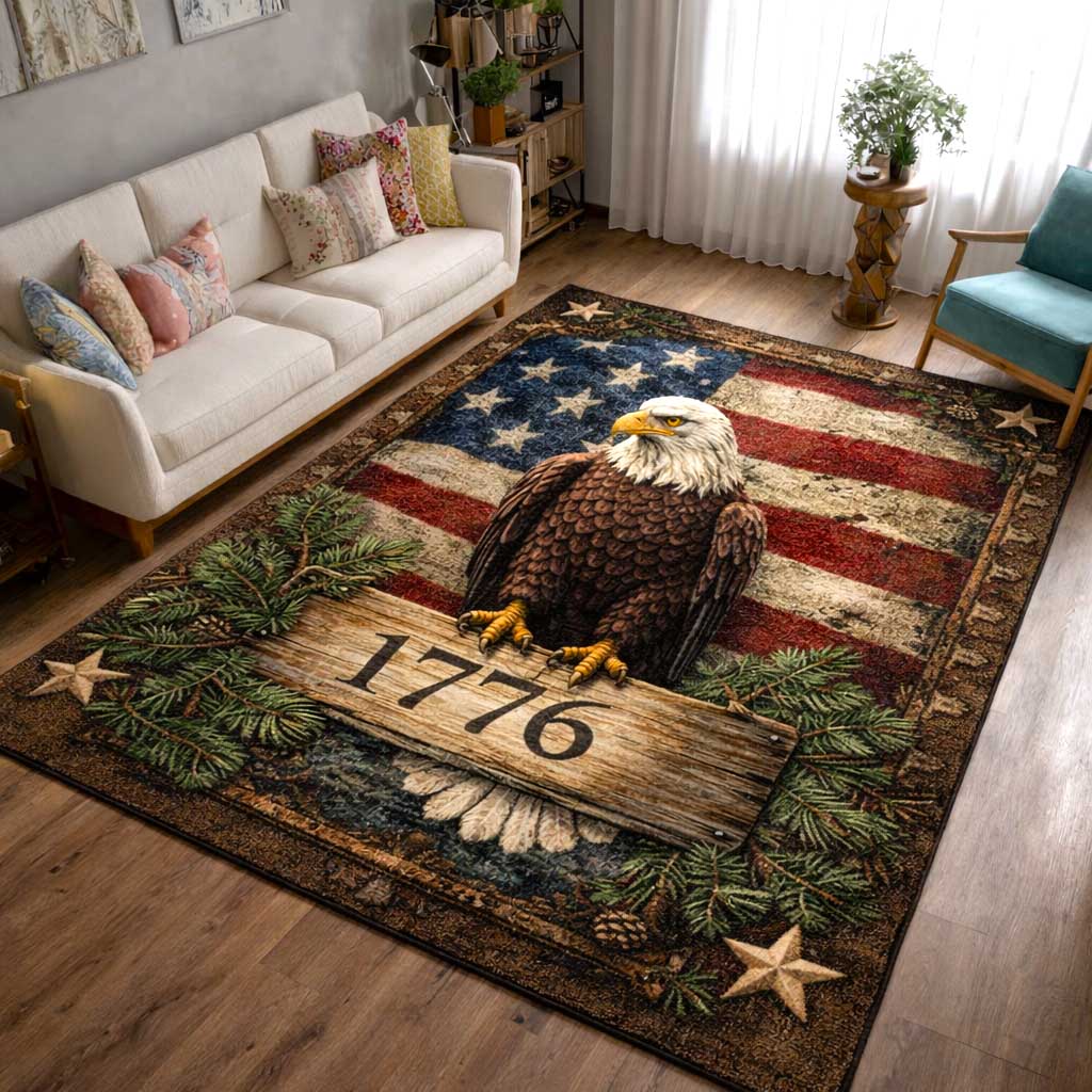 Patriot Eagle area rug in a living room