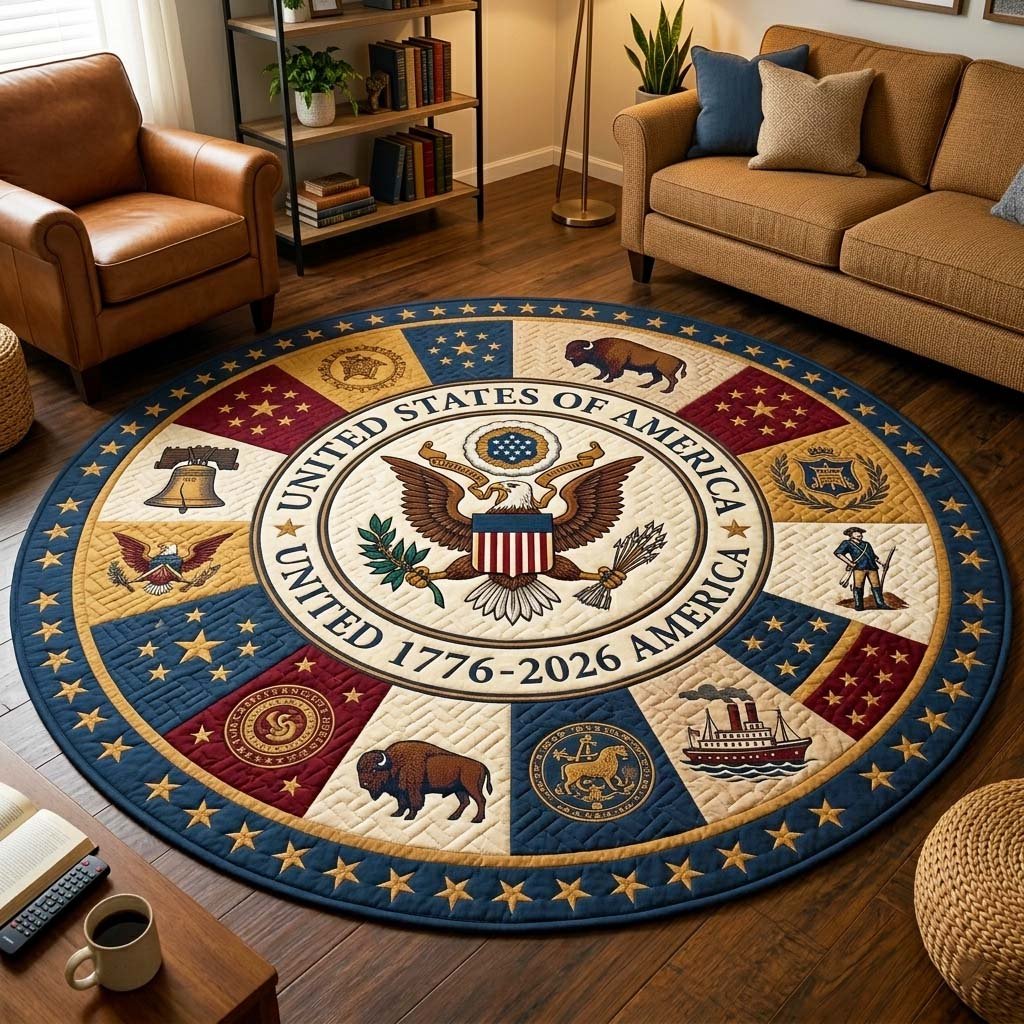 Patriot Eagle Round Mat Rug - Nature Design | Serene Home Decor