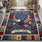 Patriot Emblem area rug in a living room