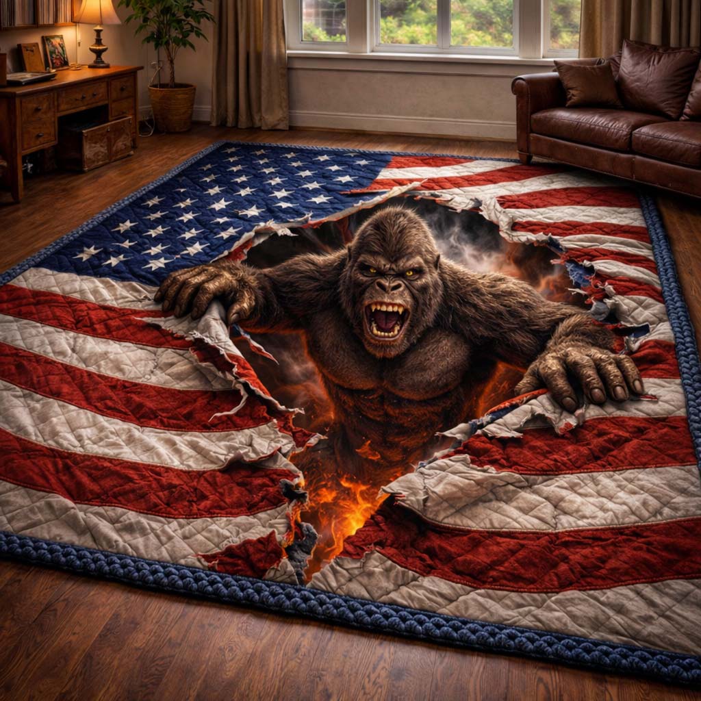 Patriot Fury Bigfoot area rug in a living room