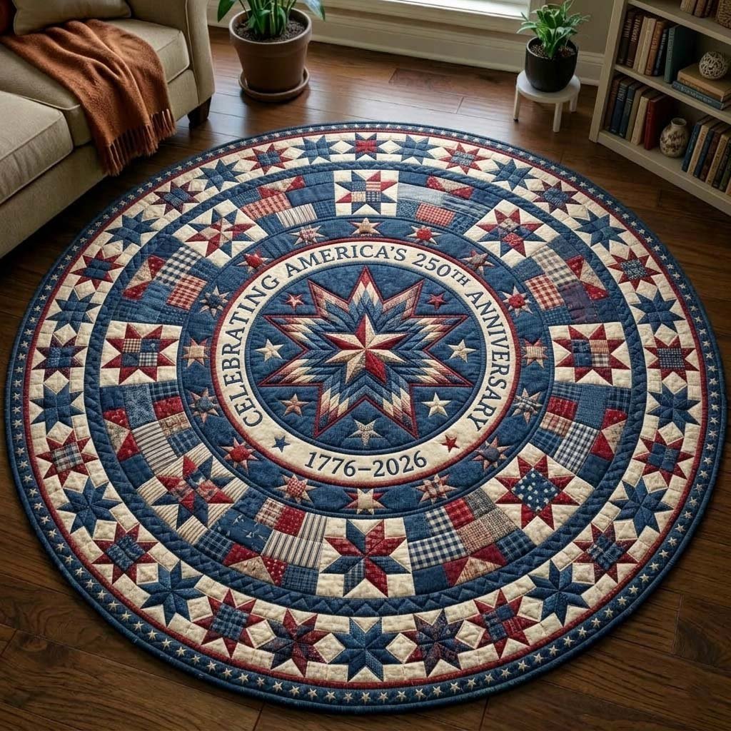 Patriot Legacy (Design 3) Round Mat Rug - washable non-slip printed rug