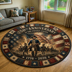 Patriot Valor Round Mat Rug - washable non-slip printed rug
