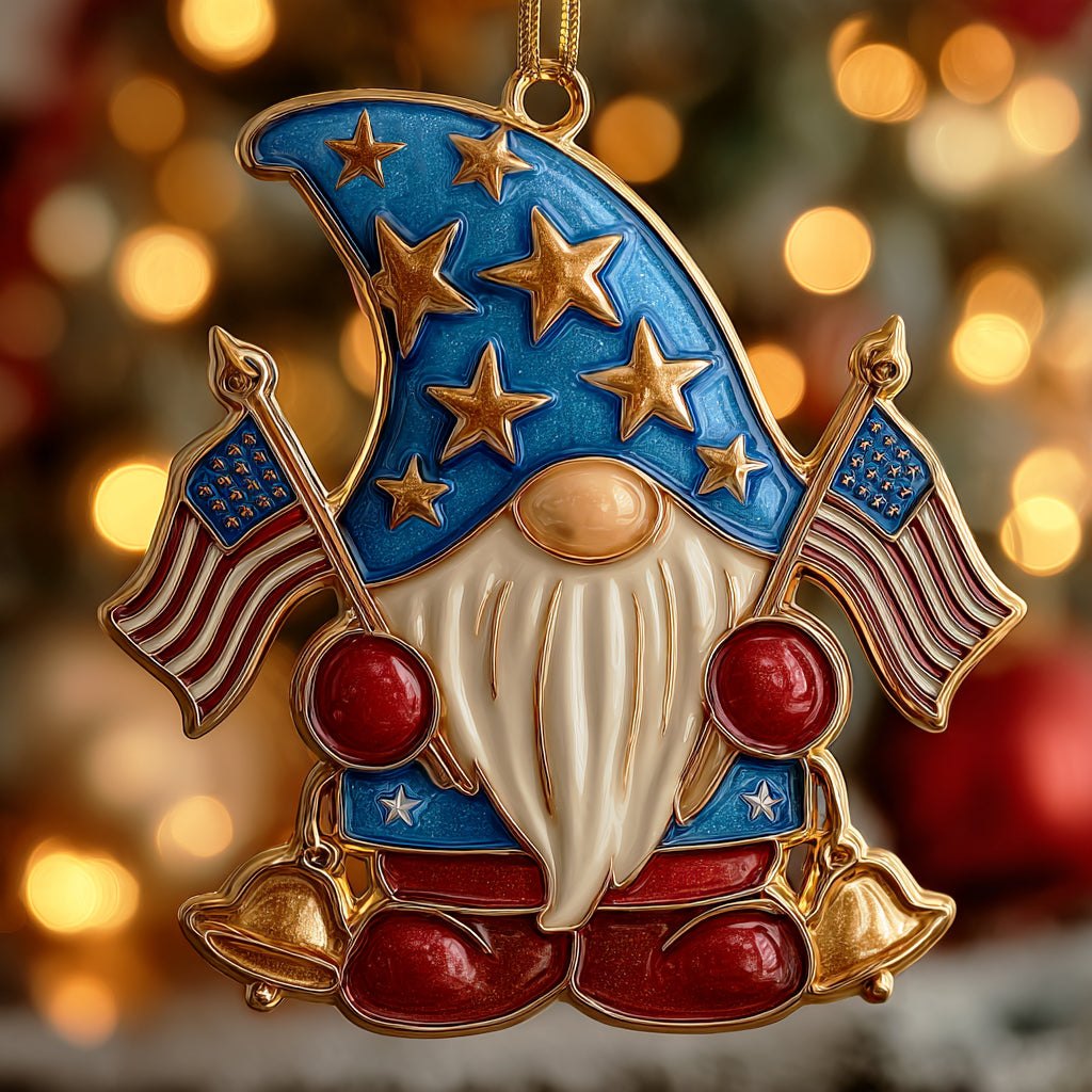 Patriotic Gnome Christmas Ornament