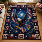 Patriotic Bald Eagle area rug in a living room