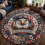 Patriotic Bald Eagle (Design 4) Round Mat Rug - washable non-slip printed rug