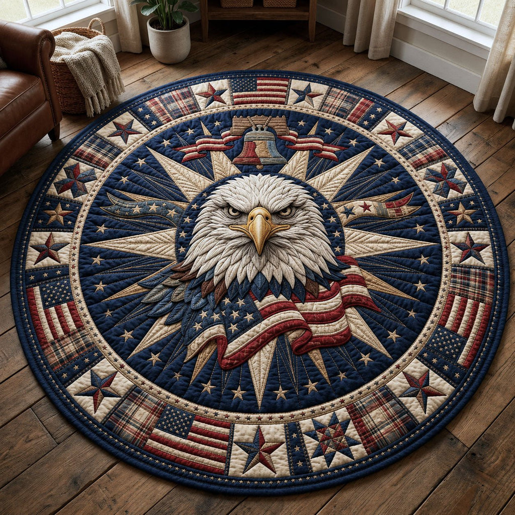 Patriotic Bald Eagle Round Mat Rug - Nature Design | Serene Home Decor