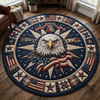 Patriotic Bald Eagle Round Mat Rug - Nature Design | Serene Home Decor