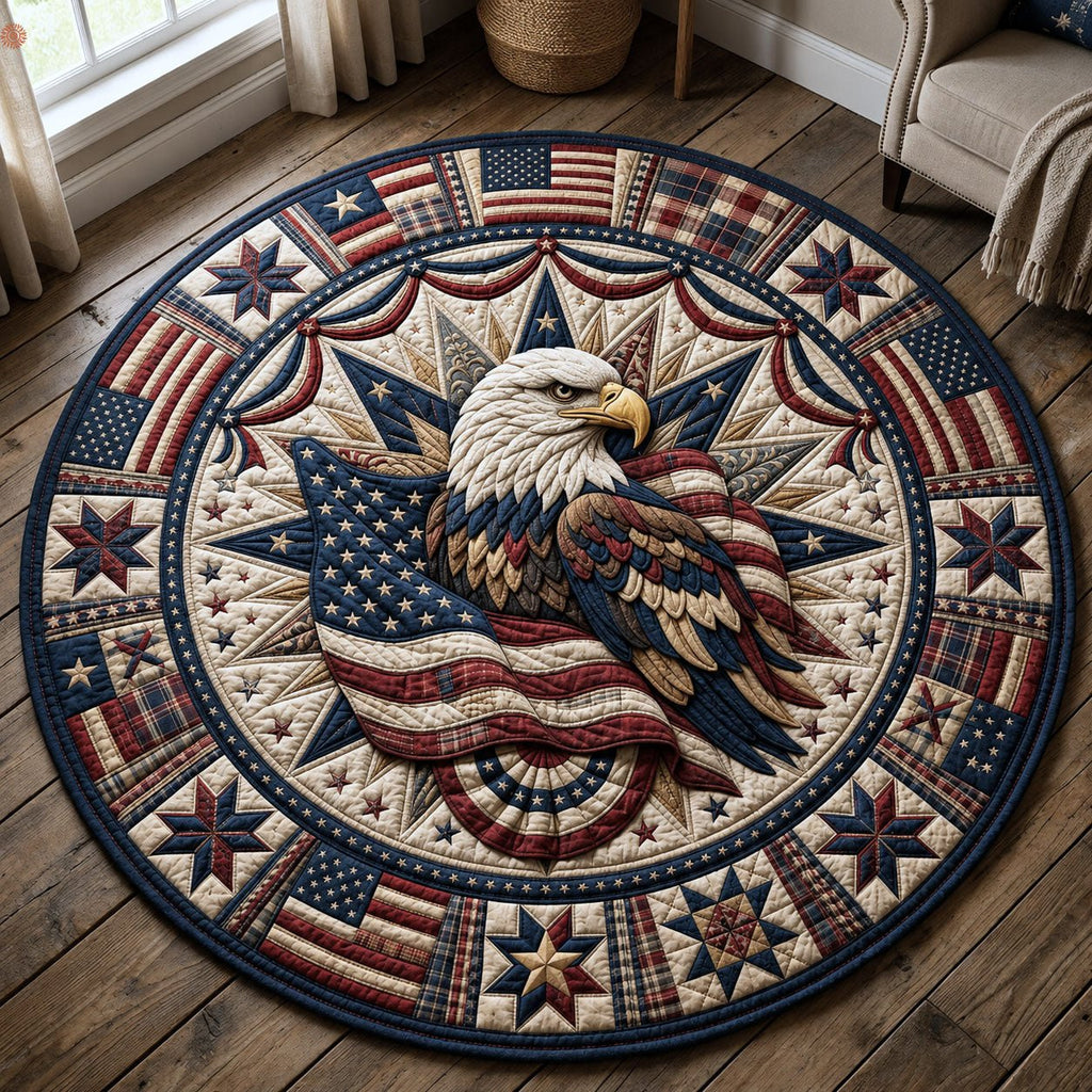 Patriotic Bald Eagle Round Mat Rug - Nature Design | Serene Home Decor