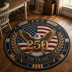 Patriotic Bald Eagle Round Mat Rug - washable non-slip printed rug