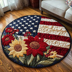 Patriotic Blossoms Round Mat Rug - washable non-slip printed rug