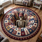 Patriotic Legacy Round Mat Rug - washable non-slip printed rug