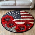 Patriotic Round Mat Rug - washable non-slip printed rug